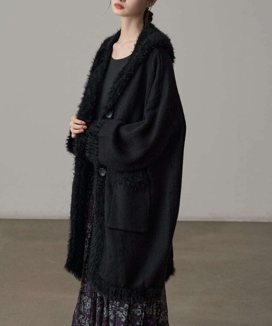 ふわふわニットパーカー◆ロングカーディガン【a-50306】