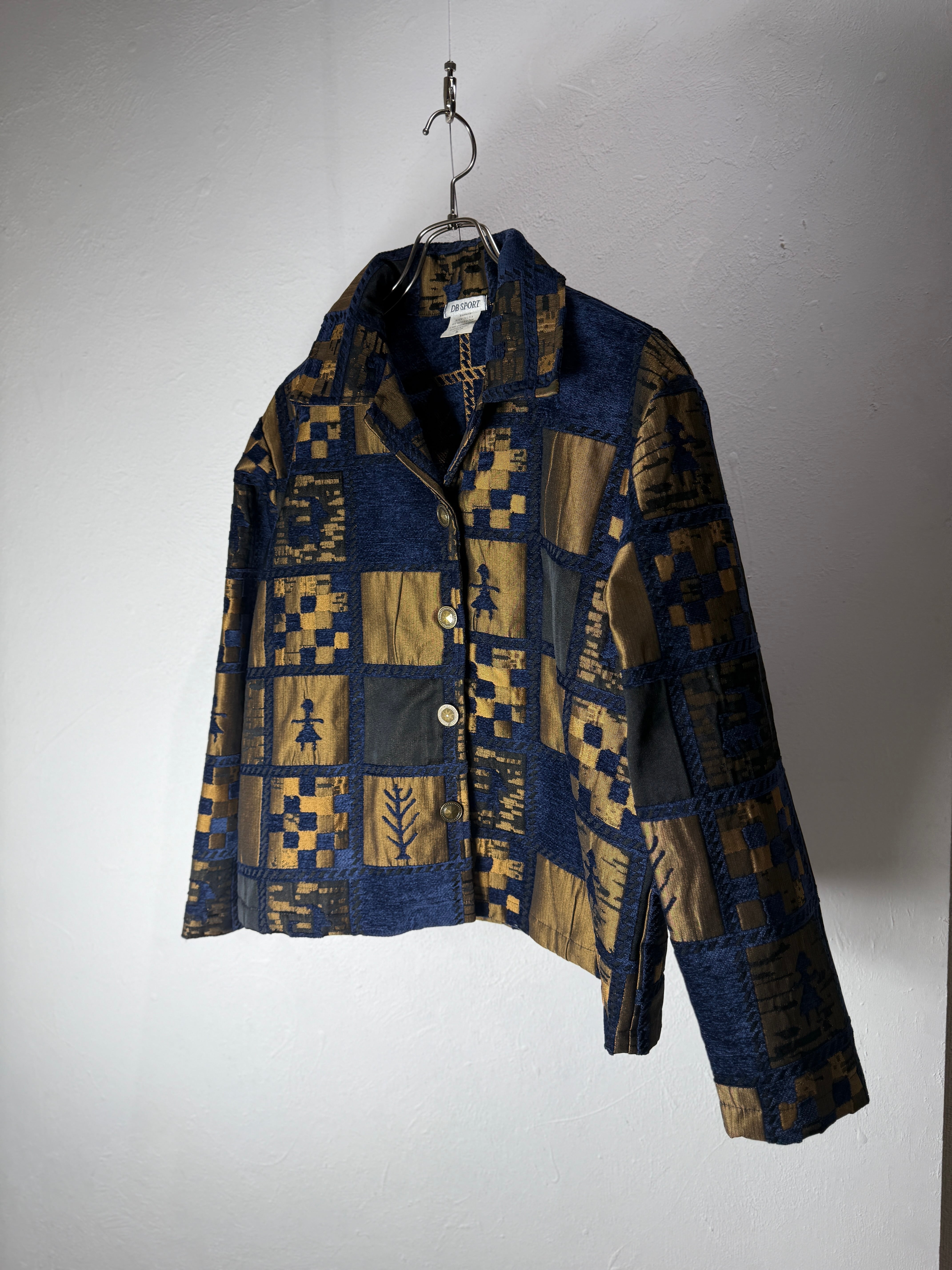 90s USA Patchwork Design Jacquard Jacket
