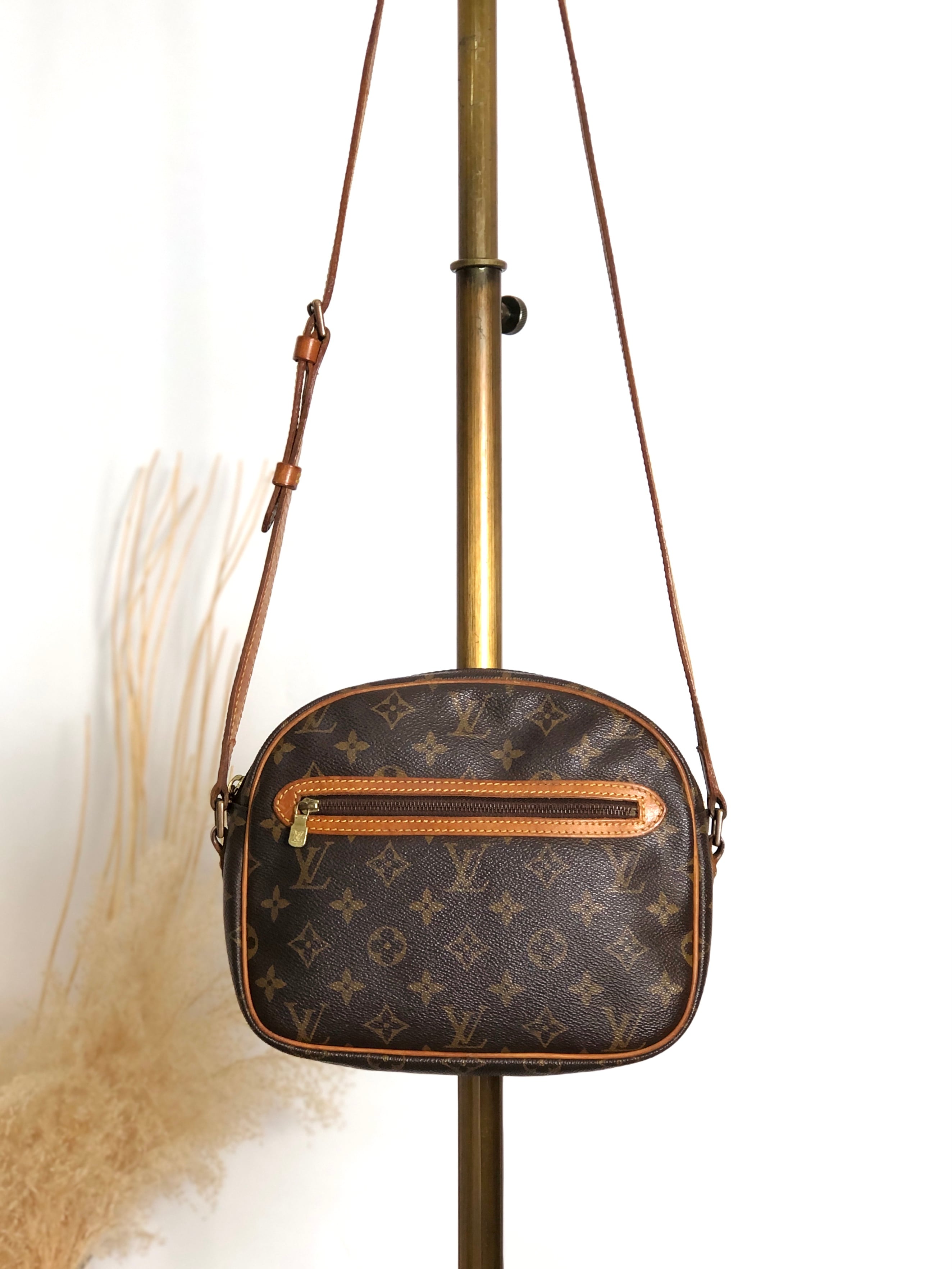 LOUIS VUITTON ルイヴィトン モノグラム ショルダーバッグ ブラウン PVC vintage ヴィンテージ オールド fywb25