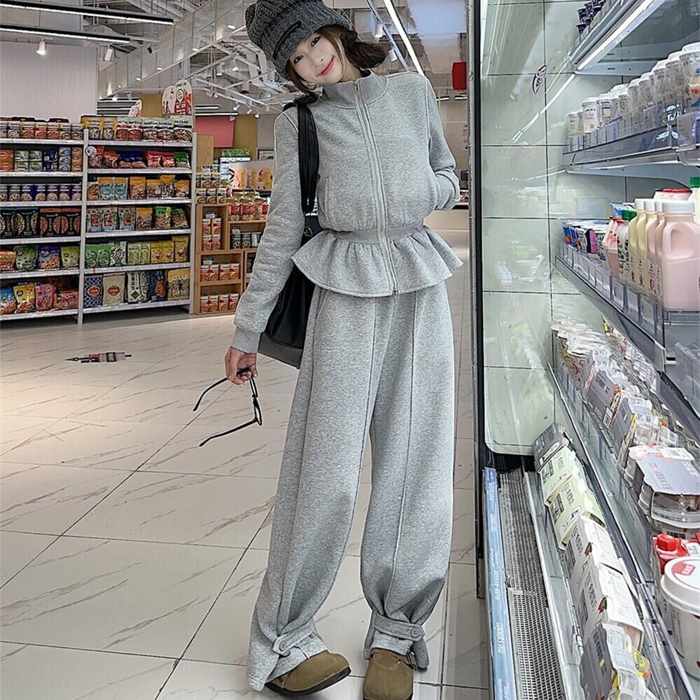 【set】ペプラム裹起毛アウター ×カジュアルパンツセット M27896