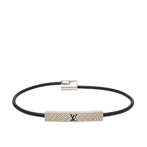 ルイ ヴィトン ブレスレット シャンゼリゼ ロゴプレート ブレスレット M8332 シルバー メタル レザー レディース LOUIS VUITTON 中古
