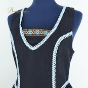 フォークダンス 衣装 ワンピース ドレス ブラック系 パンドール ノースリーブ 刺繍 シンプル Paondor 日本製 黒 水色 橙 茶 シンプル かわいい チロリアン カントリー ブルー系 ブラウン系 オレンジ系