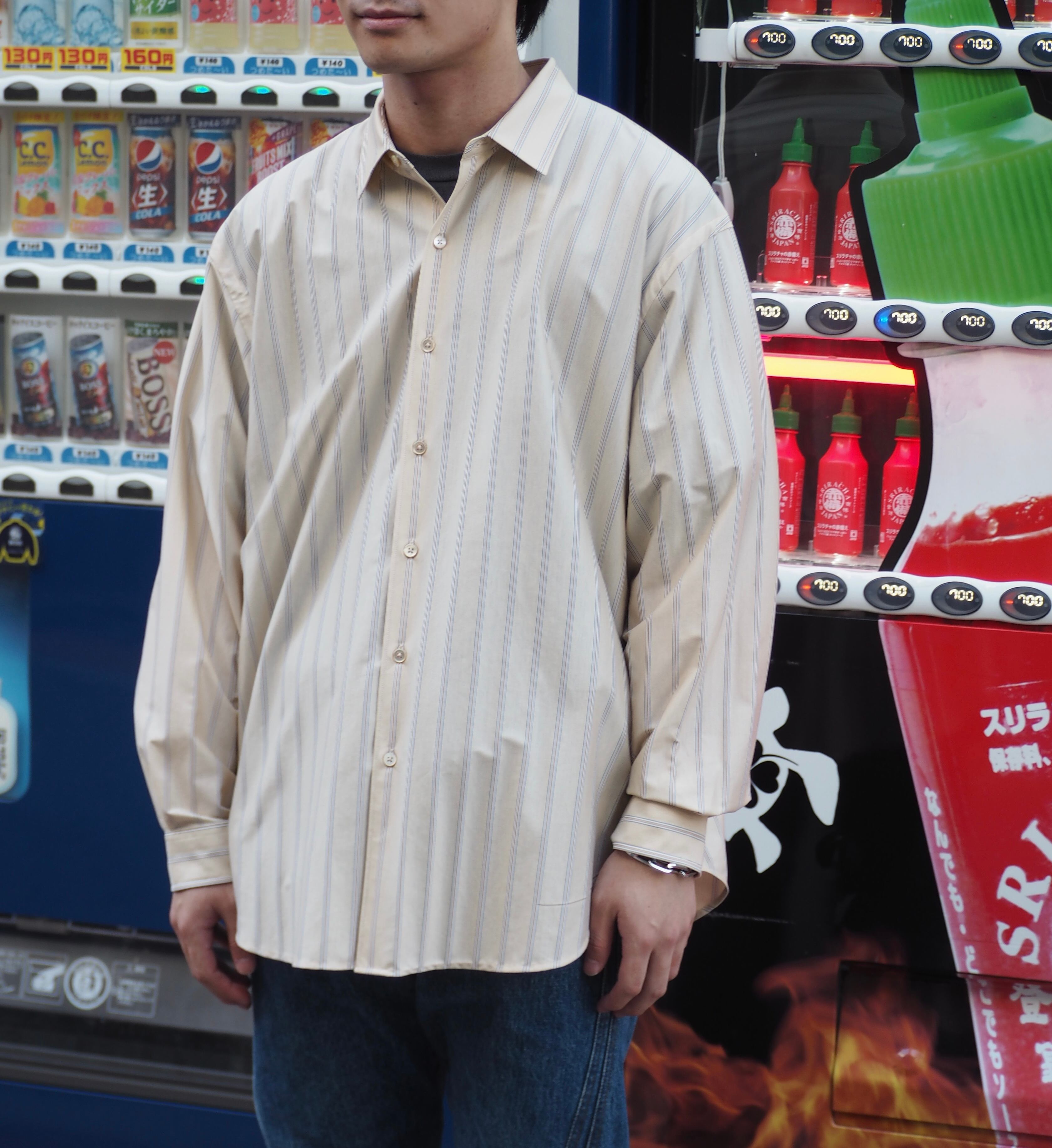 LAST1】 46G Atmosphere Stripe Shirt(BEIGE) | PiuLoro(ピウロロ 