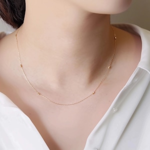 K18 ミラーカットボールチェーンネックレス 45cm No.187