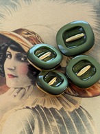 Japanese Vintage ボタン 20mm 樹脂ボタン グリーン系 スクウェア 昭和レトロ アクセサリーパーツ 装飾材 カルトナージュ