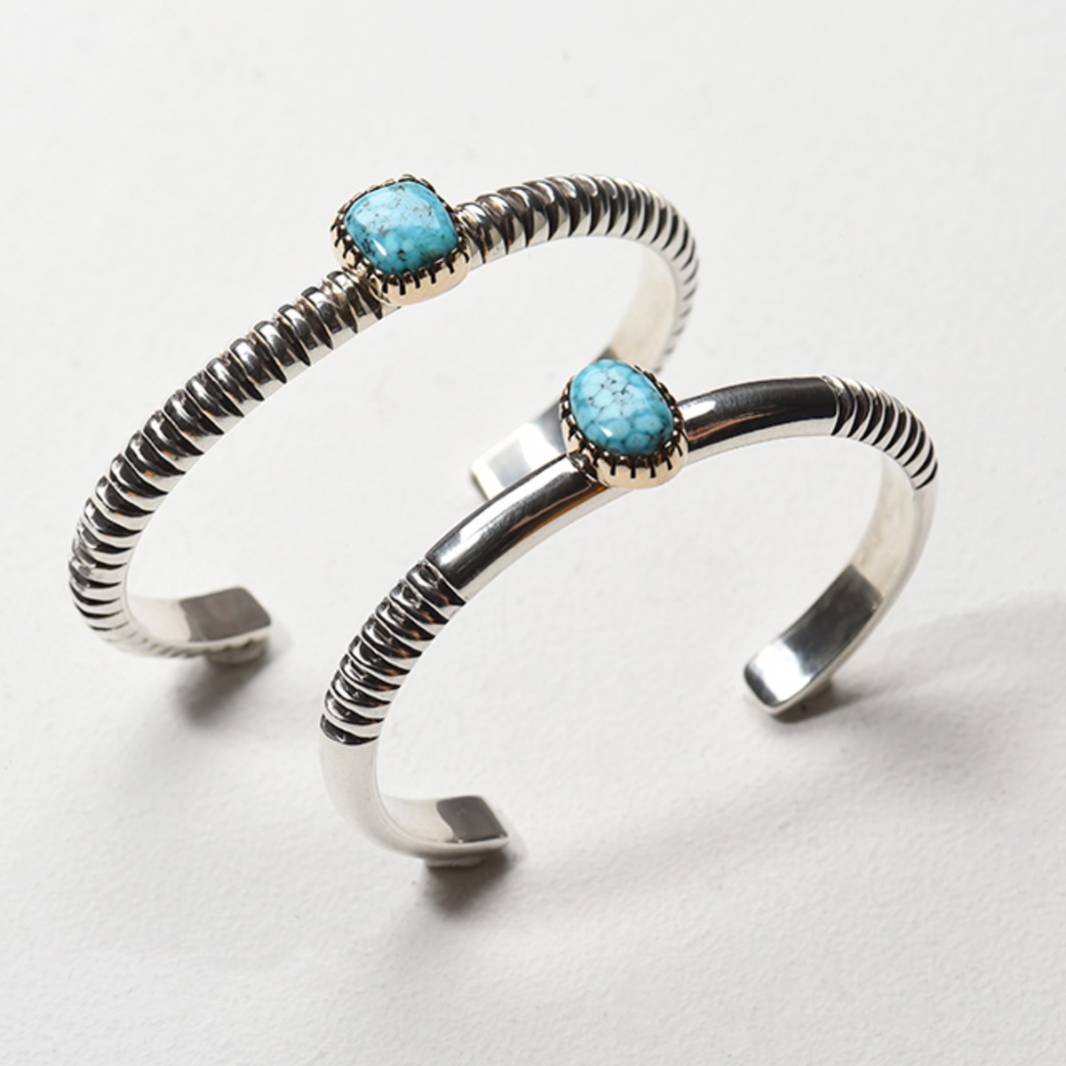 Kee Yazzie Jr.×EQUALIZE / Half round Chisel Stamp Bracelet W/Gold