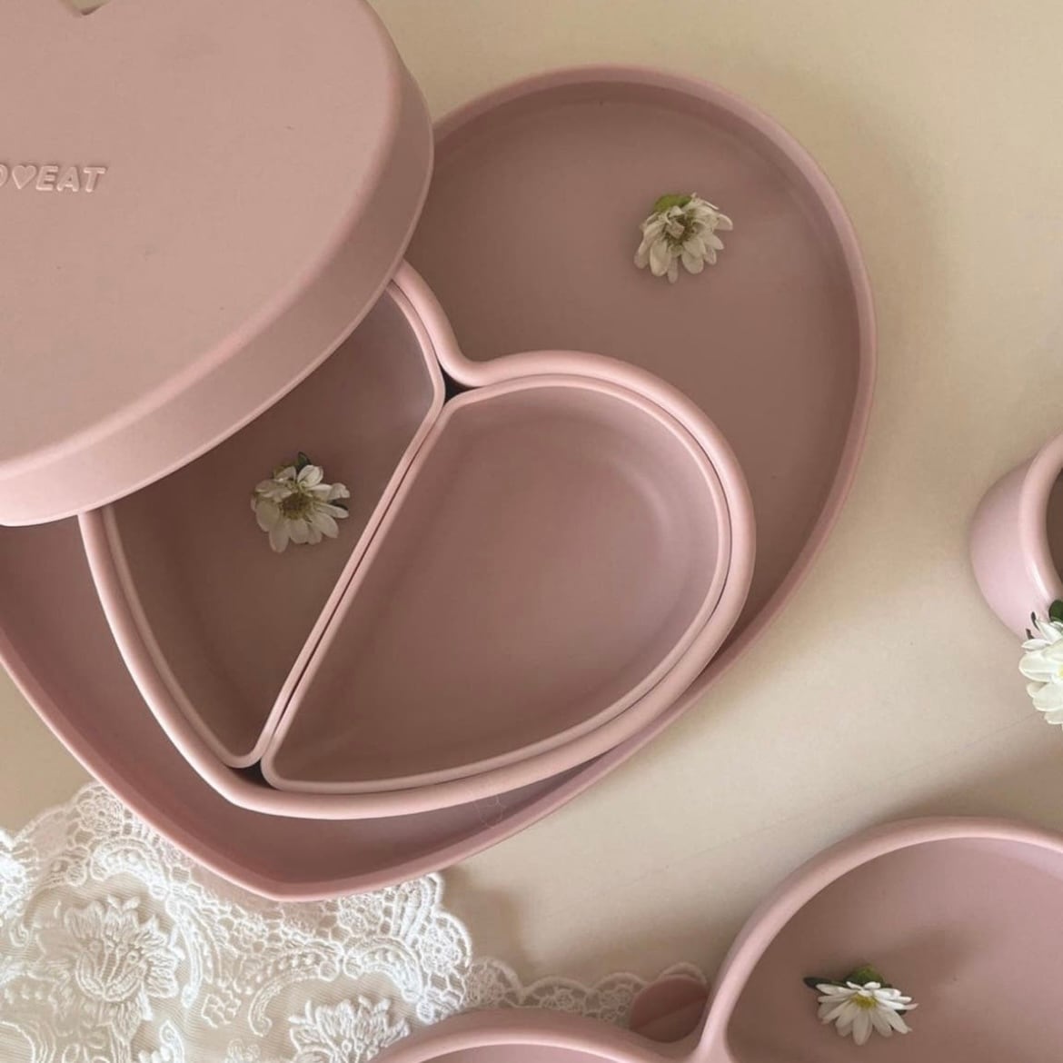 ハート型シリコン皿 | イブル&Baby Fabric LilyBlanc（リリーブラン）