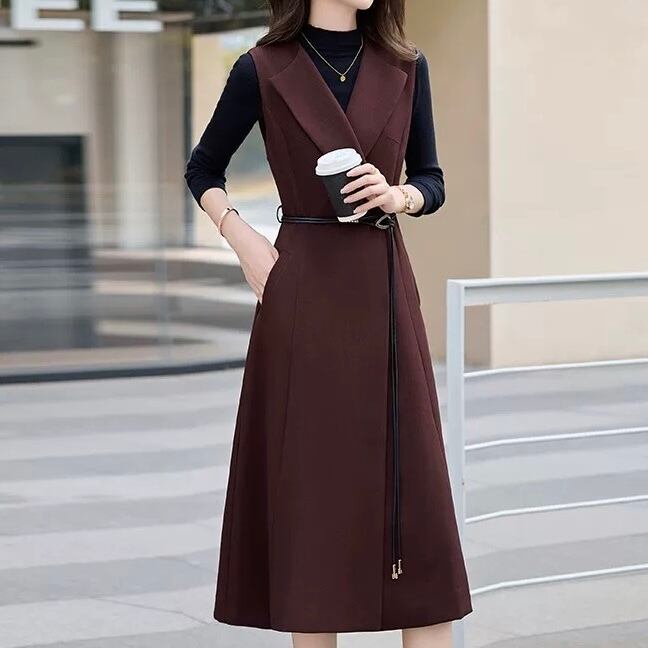 細見えベスト風ワンピース×インナーの2点セット ◆3col YH9590