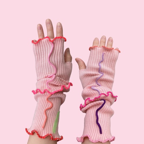 【solmu × HITOTSUDAKE】arm warmer（baby pink）B品 ¥6380→¥5720