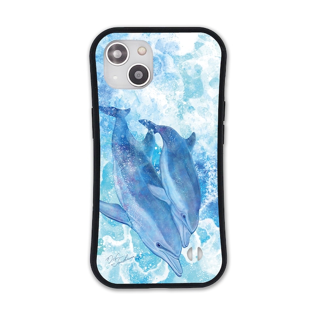 iPhone耐衝撃グリップケース】クジラの親子
