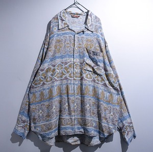 ⁡EURO Multicolor Artistic Pattern Design Open Collar Shirt