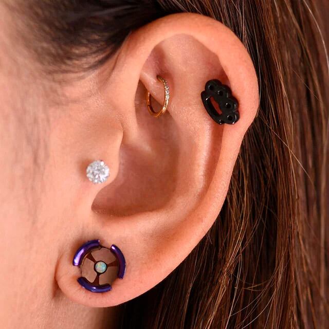 ボディピアス 10G 8G 6G ブラック メリケンサック ラブレットスタッズ