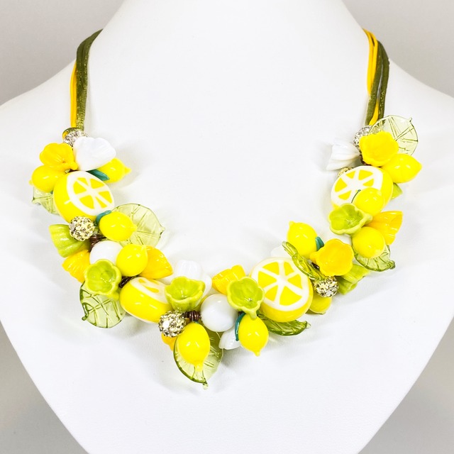 ベネチアンガラス　ネックレス　レモンｰfull