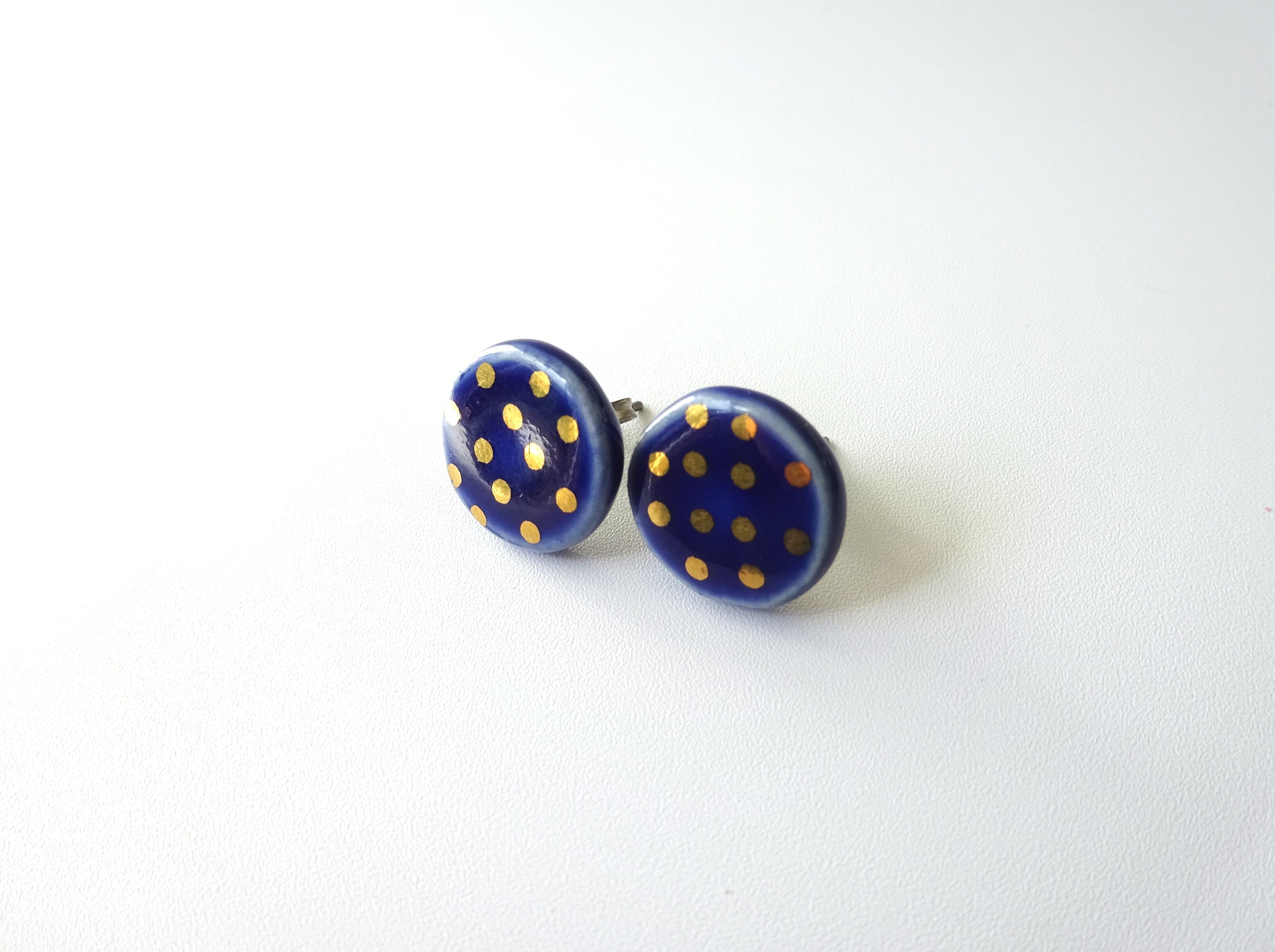 金彩dot round pierce／earring（青）