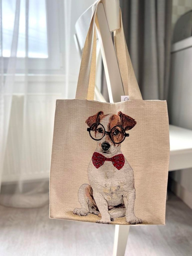 タペストリーショッピングバッグ ウクライナ製 RICARDO　ジャックラッセルテリア　犬　ドッグ柄