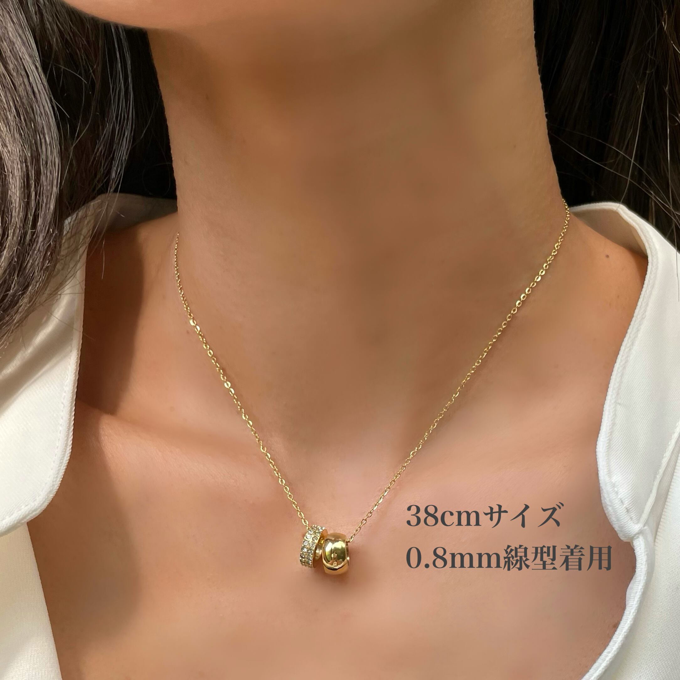 2way◇CZ ダイヤ Wリング ネックレス 金属アレルギー対応 サージカル