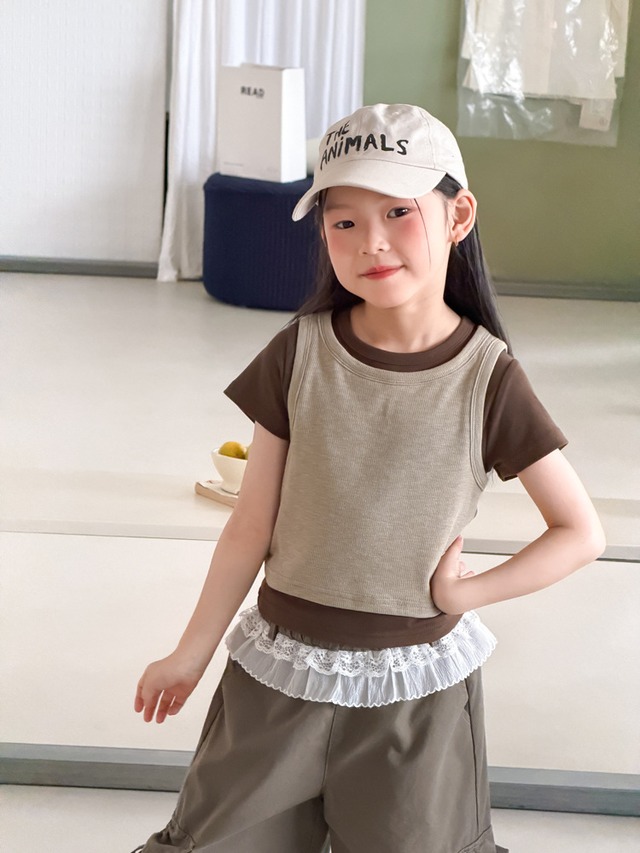 【KID】バイカラー重ね着風レイヤード半袖Tシャツ - 14