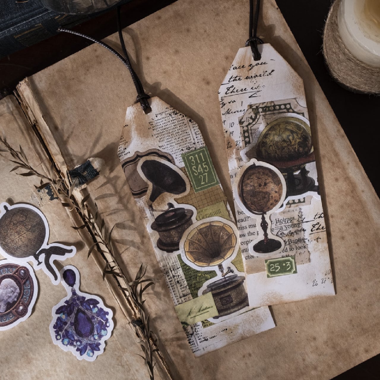 ステッカー ヴィンテージ風 全8種 45枚入 シール 貼り物 レトロ