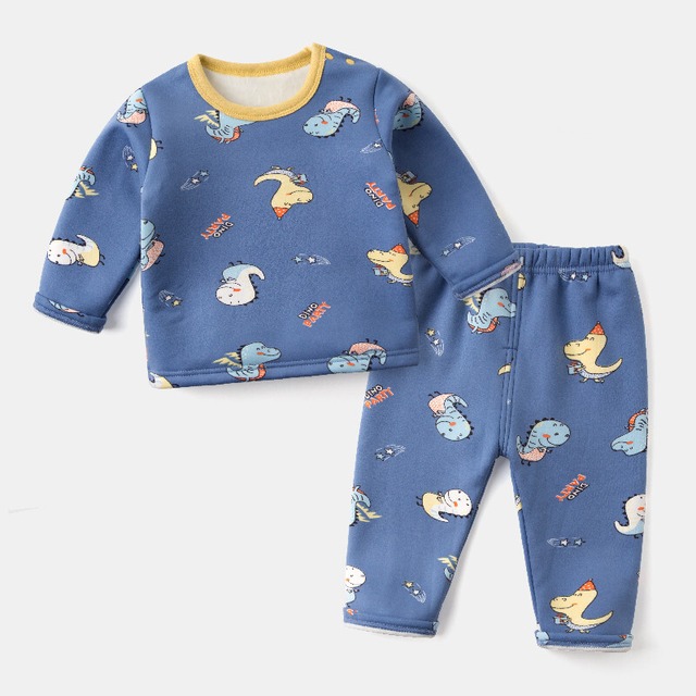 ベビー下着セット秋冬服プラスベルベット厚みのある子供用秋服暖かい服ベビー Duduベイビー9653725040