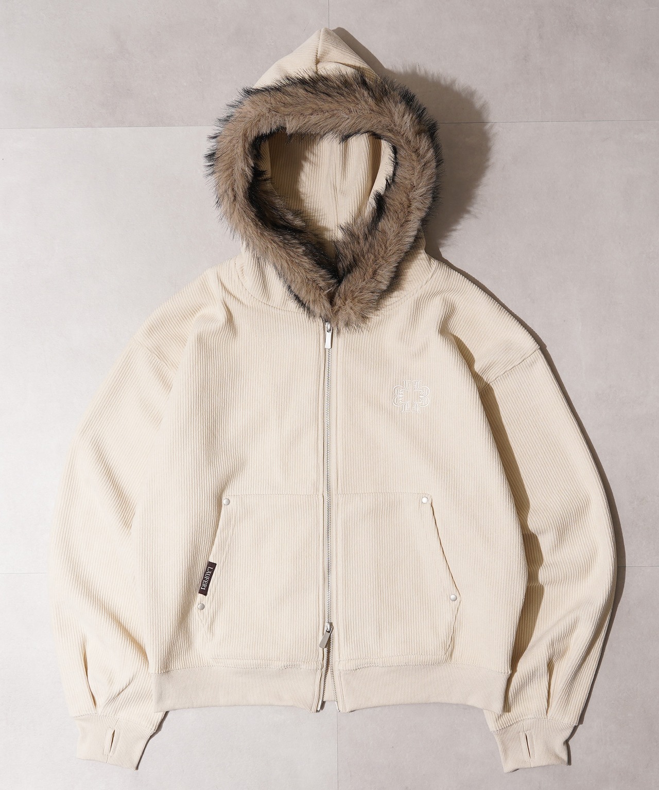 ◆ファー使い コーデュロイ ショートジャケット◆lf-25103