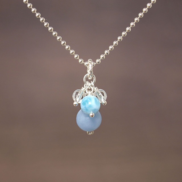 エンジェライト＋ラリマー＋水晶ペンダントトップ