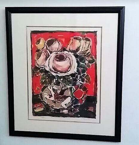 安食慎太郎「ばら」 ジクレー 17/150 額縁外寸61.0x69.0x3.0㎝ 裏