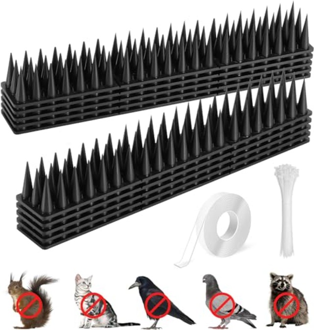 Babenoun 鳥よけグッズ 高3.5cmとげマッ 侵入を防ぎ 鳥除けト鳩よけグッズ 鳥よけ 鳩よけ とげ 大小の棘 猫除け 撃退 簡単設置 屋上 窓枠用 43cm*8枚全長3.44m