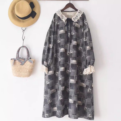 ランダムパターン柄ワンピース ・9930