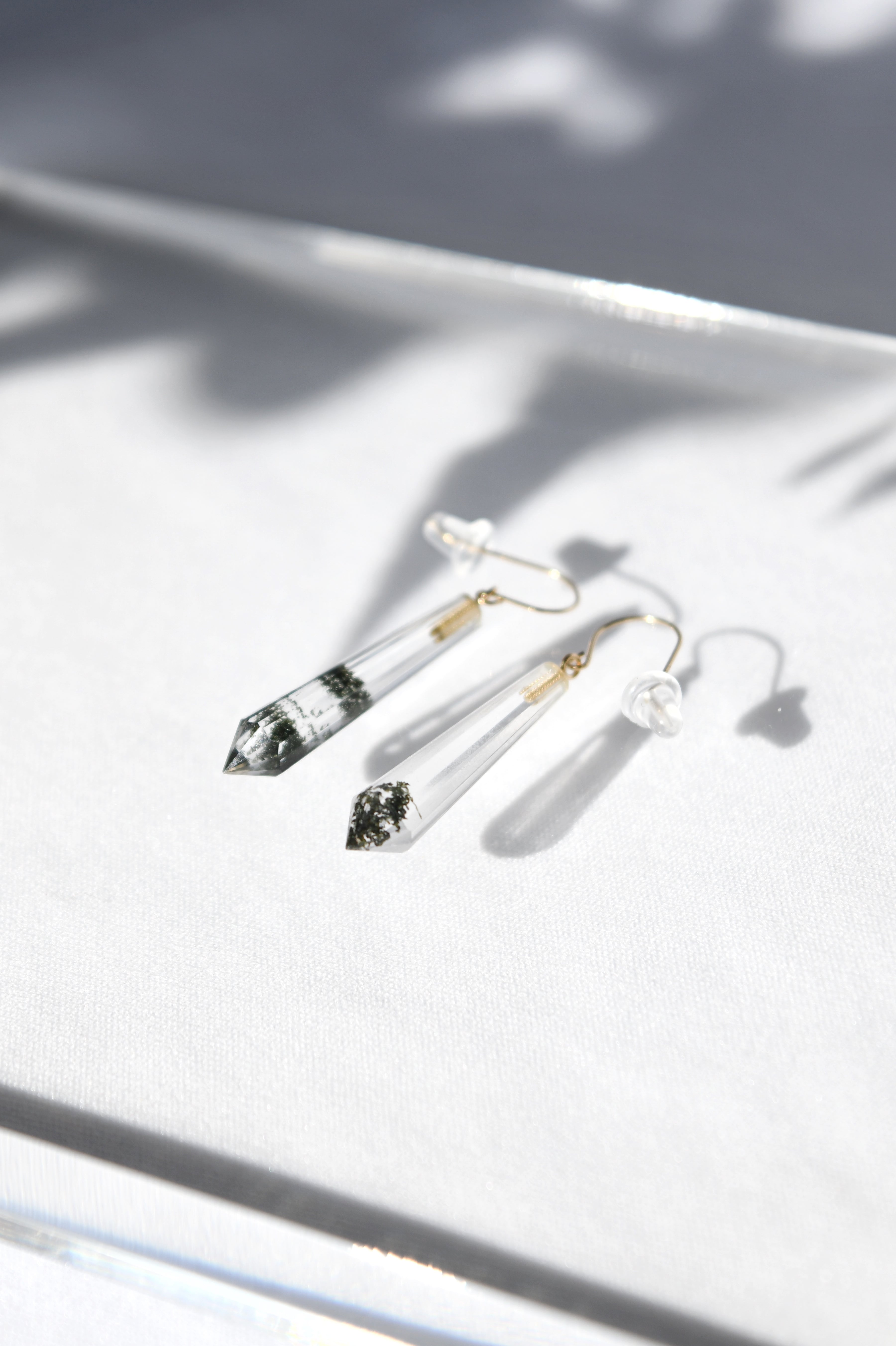 K18 Garden Quartz Pencil Earrings 18金ガーデン水晶ペンシルピアス