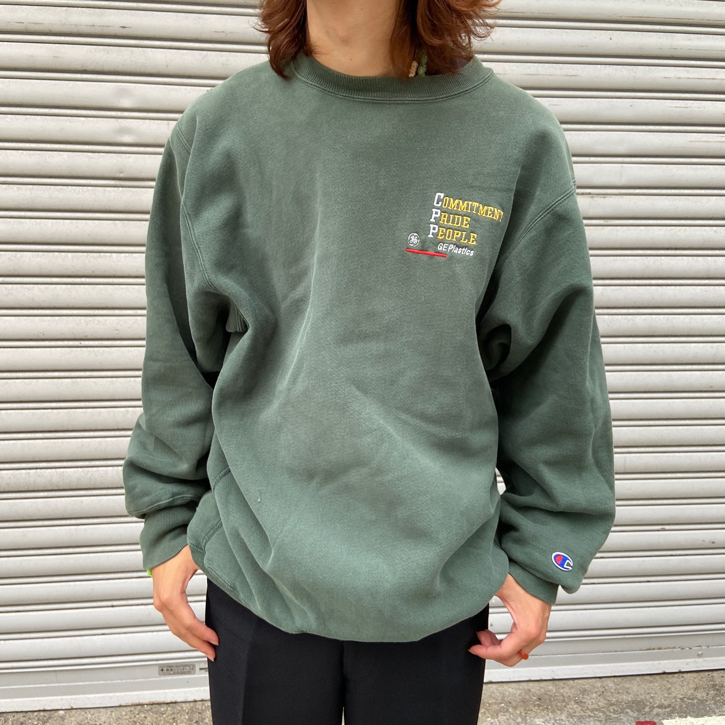 送料無料』Champion リバースウィーブ 90s 刺繍タグ グリーン XL