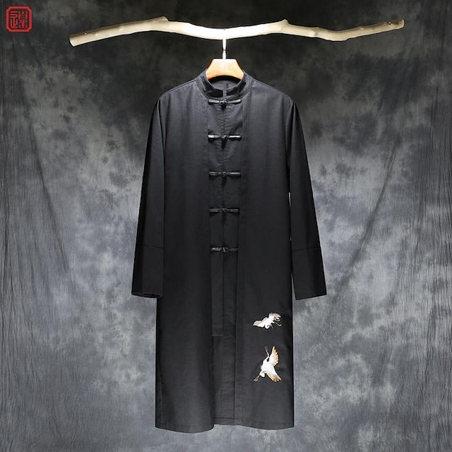 天使と悪魔 サブカル系 漢服 チャイナ服 長袖 ロング丈 ツル 刺繍 クール かっこいい モード系 ストリート系 中国 民族衣装 10代 代 天使と悪魔 サブカル系ファッション Seasonz