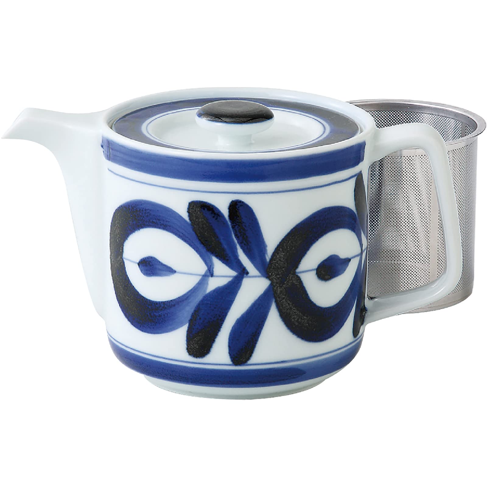 【新着特価】西海陶器 波佐見焼 ポット 大きい マジョリカ柄 容量約550ml 洗いやすい 茶漉し 付 (スーパーステンレス 茶こし付) はさみやき 食器 紅茶 お茶 緑茶 和食器 日本製 60157