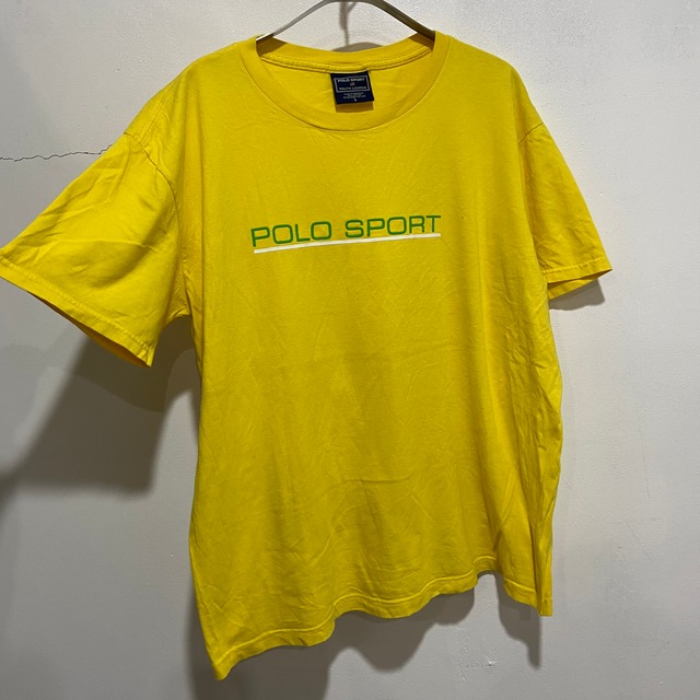『送料無料』90s POLO SPORT ロゴTシャツ　ビビットイエロー　L ポロスポーツ