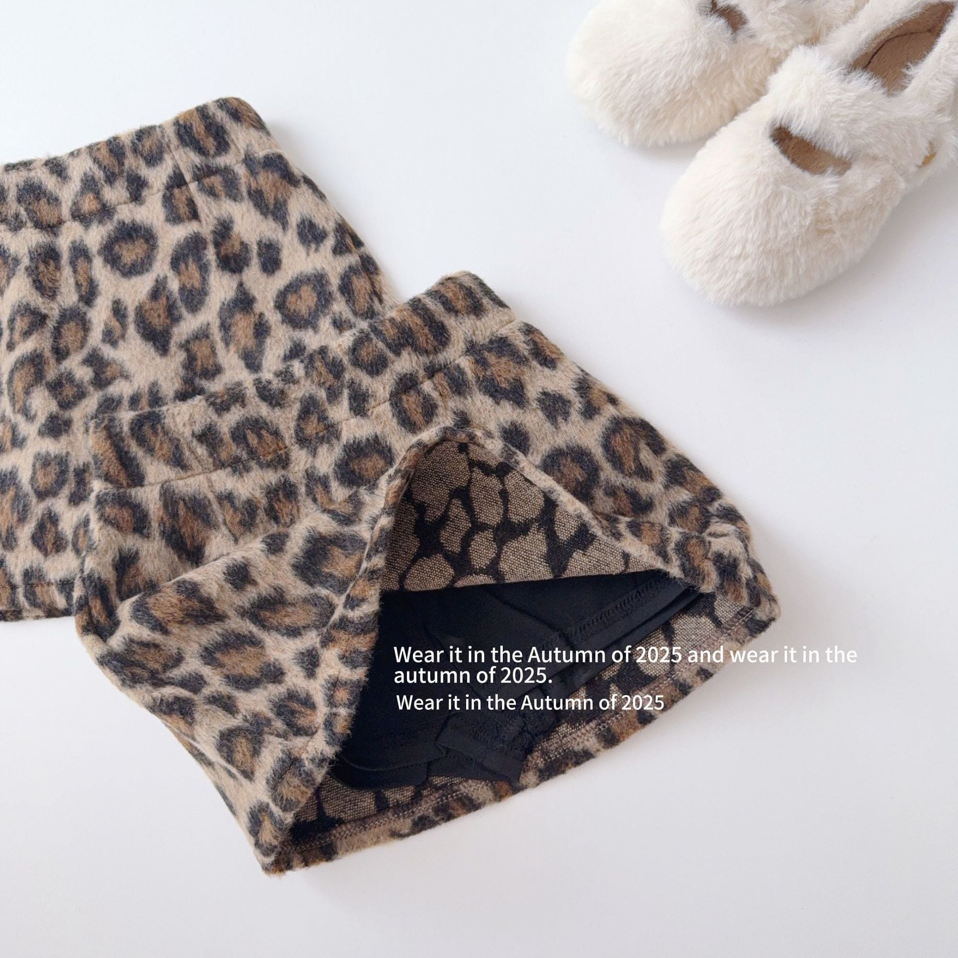 インパン付きレオパードミニスカート