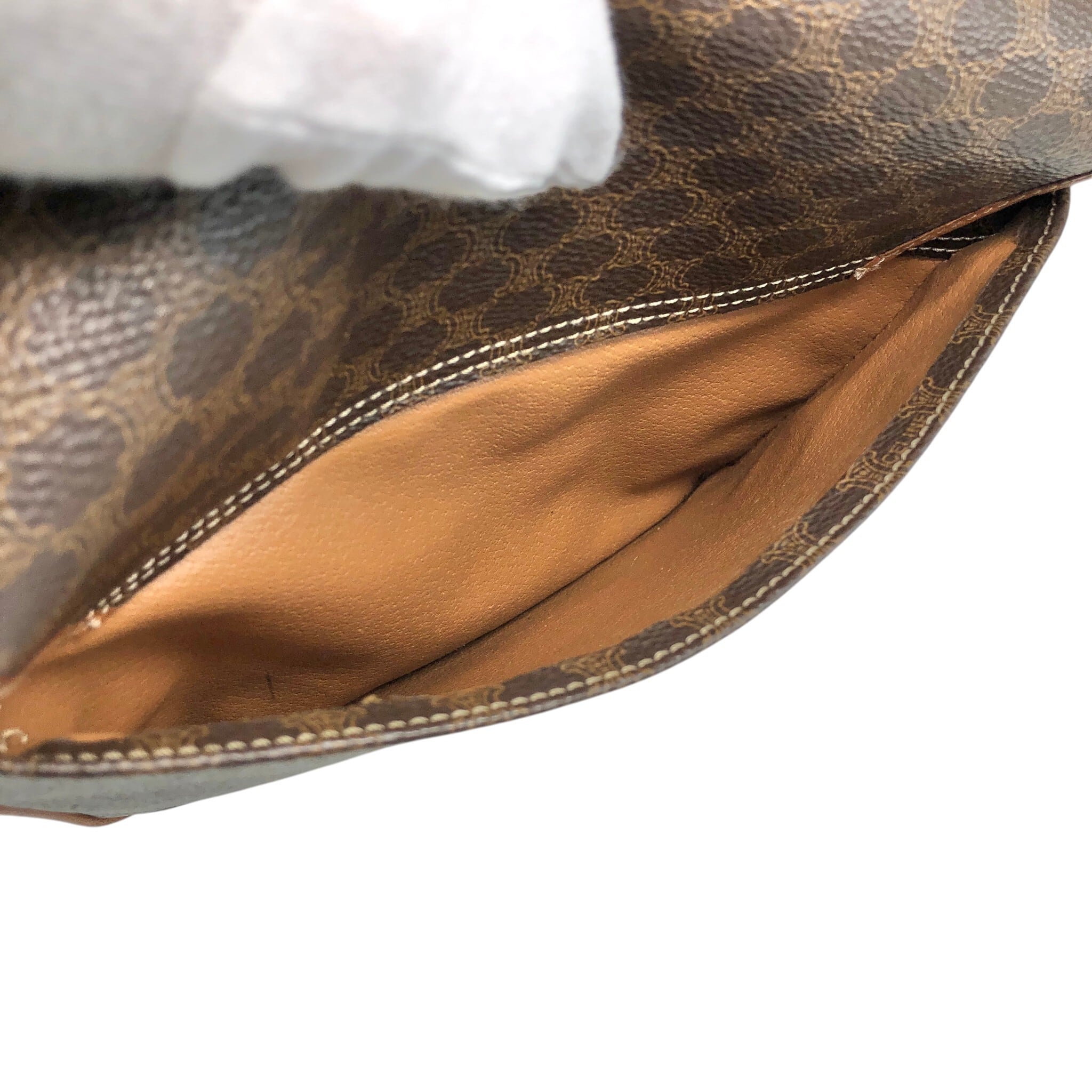 CELINE セリーヌ マカダム ショルダーバッグ ブラウン ブラゾン型押し