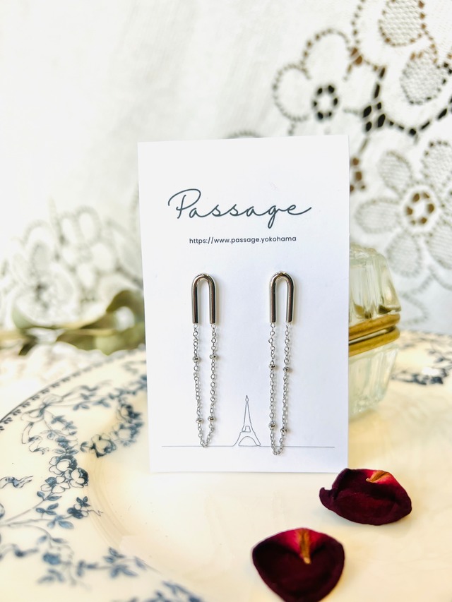 【フランス】シルバーチェーンピアス