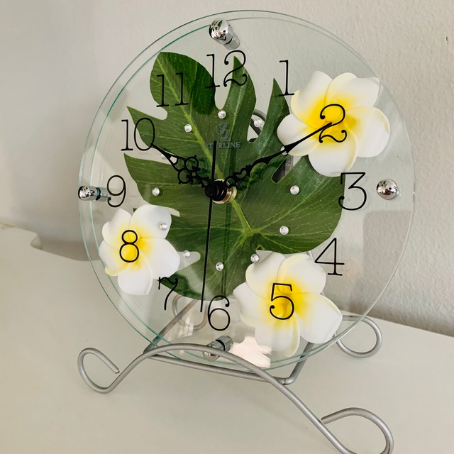 ハワイアンアートフラワークロック　モンステラ プルメリアイエロー STW-1188hawaianye