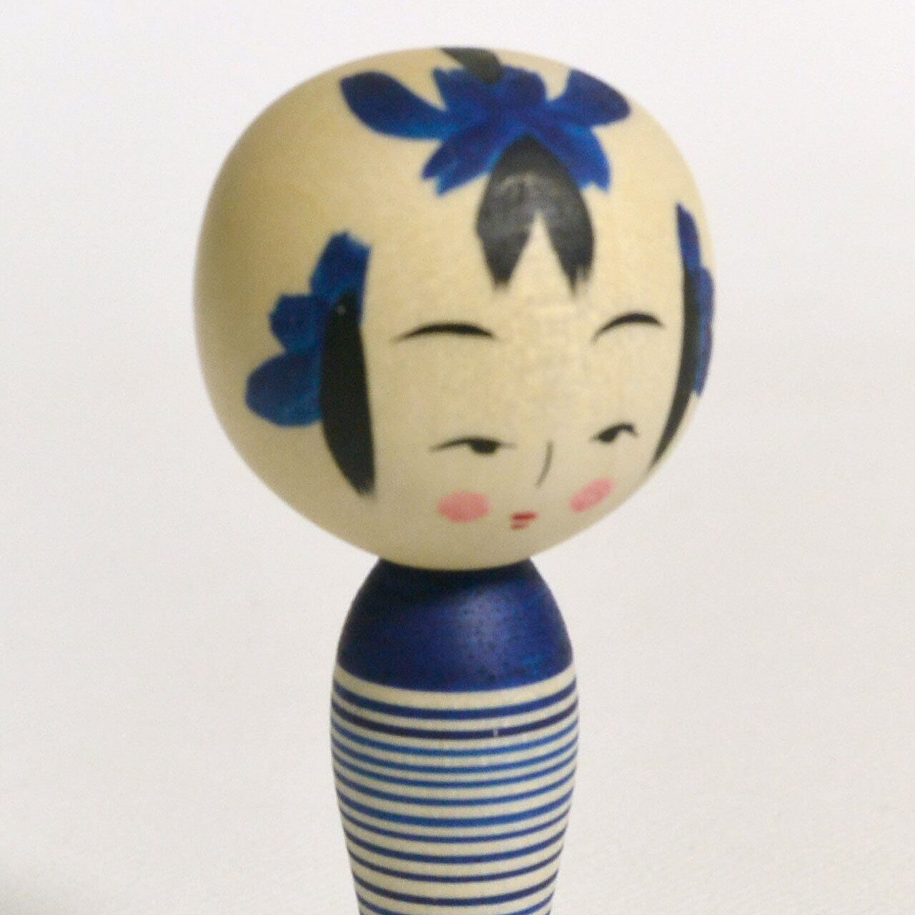 【ミニこけし】鈴木明　お布団&眠りこけし 青のこけし（青のシリーズ） 約2寸 約6cm 鈴木明 工人（作並系）#2281