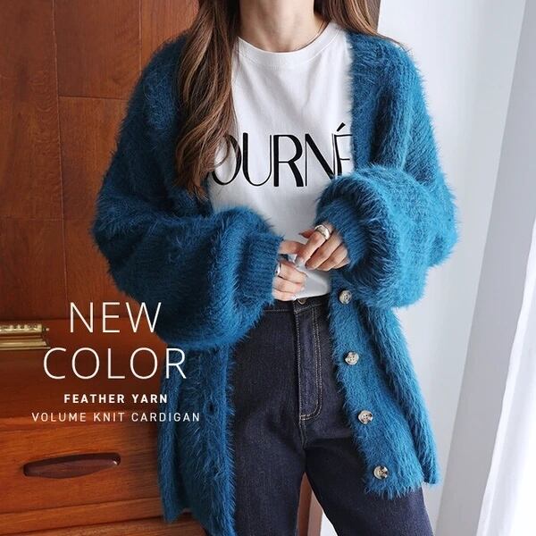 9color/ フェザーニットカーディガン