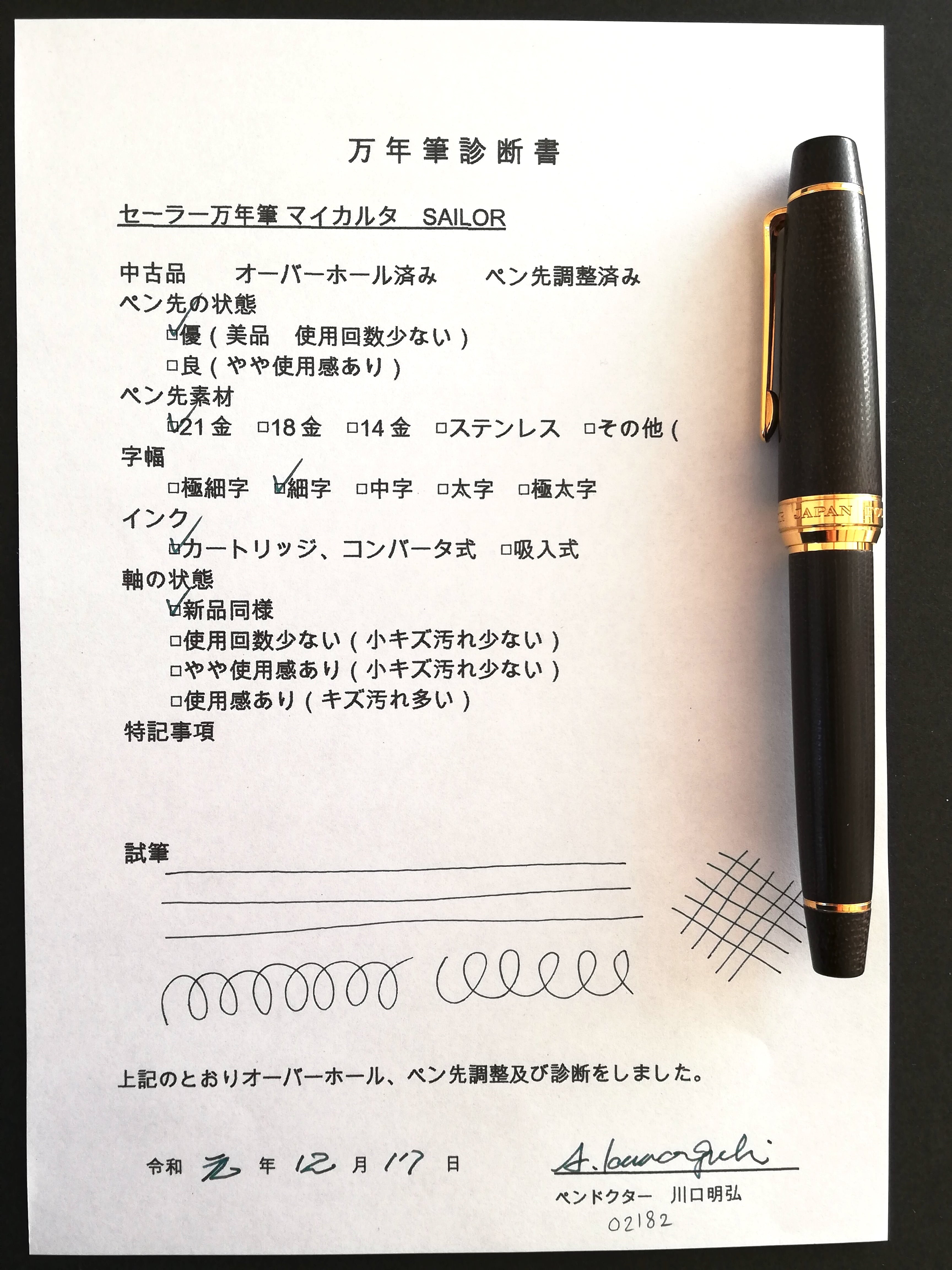 2010 セーラー万年筆 プロフェッショナルギア マイカルタ グリーン