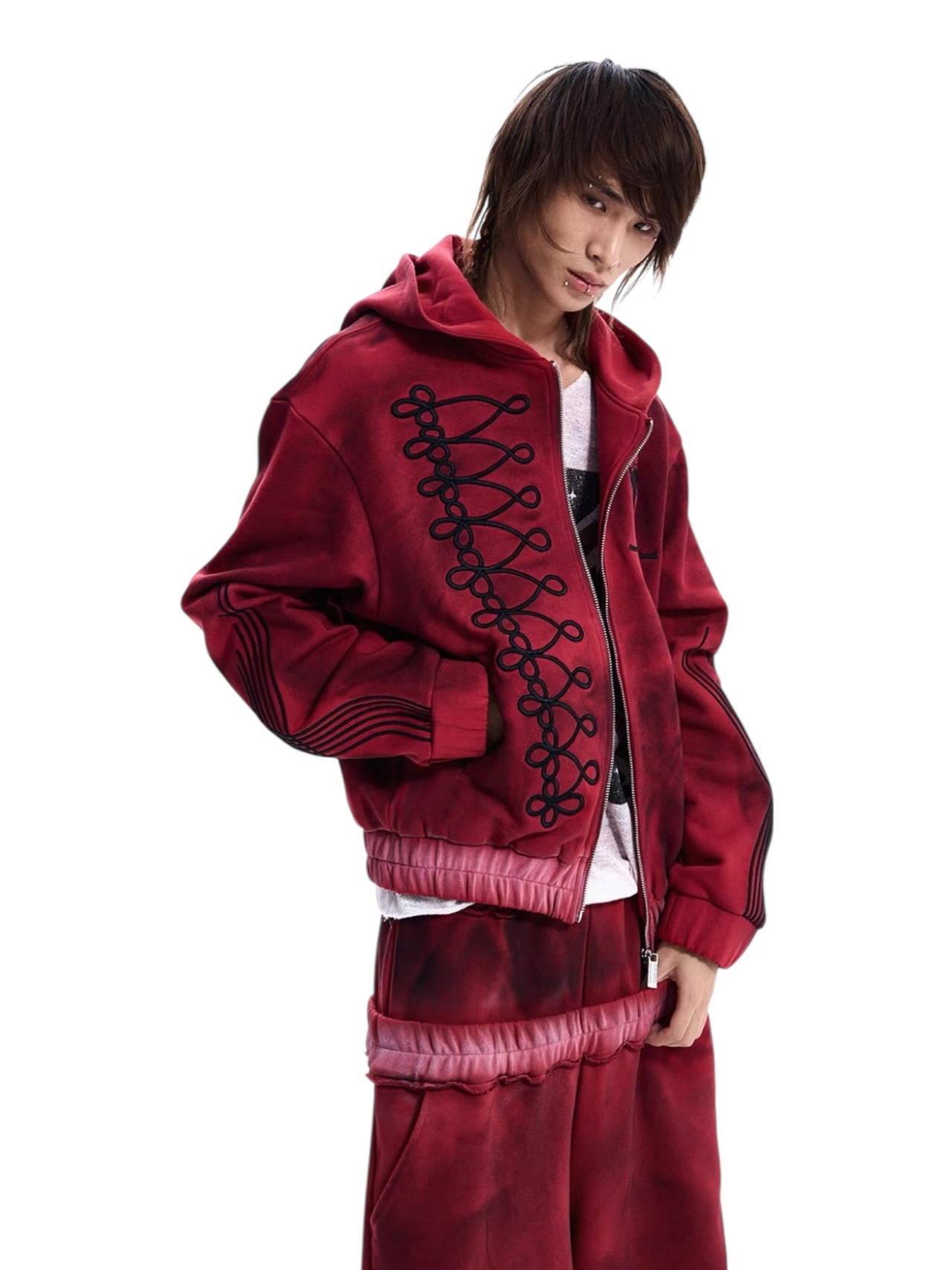 【STARTEXCEEDEND】EMBROIDERED ZIP UP HOODIE