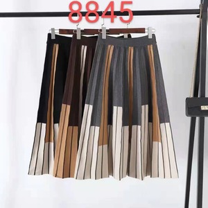 配色プリーツスカート　AJ11295-8845