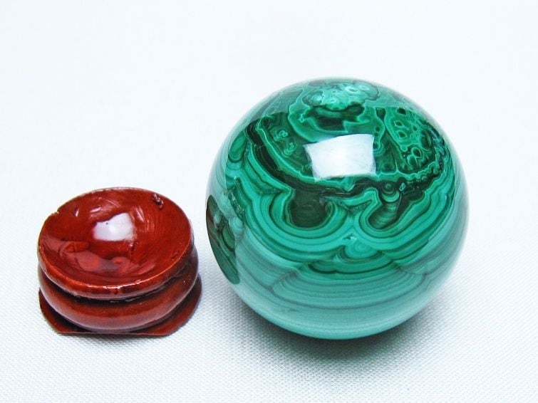 マラカイト孔雀石 丸玉 スフィア 置物 天然石 マラカイト 丸玉 38mm スフィア 置物 一点物 141-8341 | 天然石