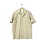 ディッキーズ ワークシャツ ワッペン 半袖シャツ カーキ DICKIES メンズM アメカジ 古着 @CB1167