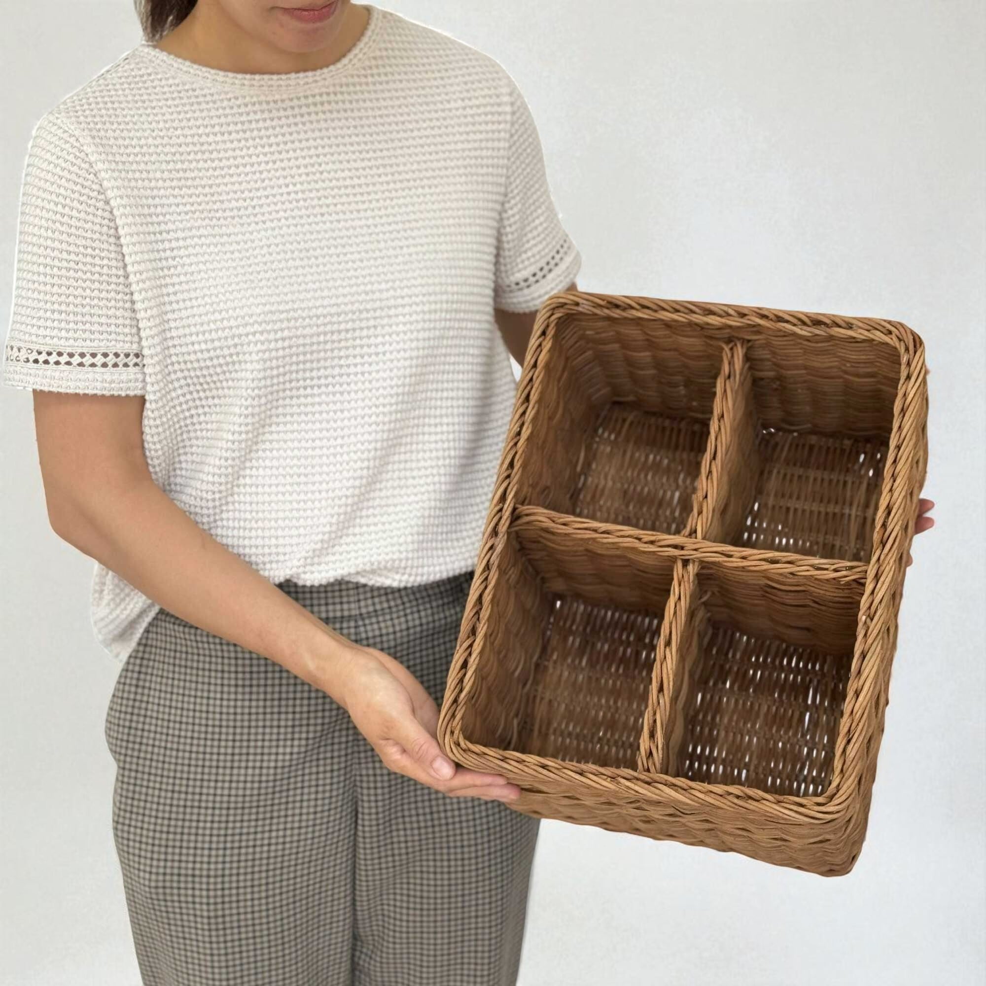 ラタン 仕切り付きバスケット (RTA-927） | Naturalsoul