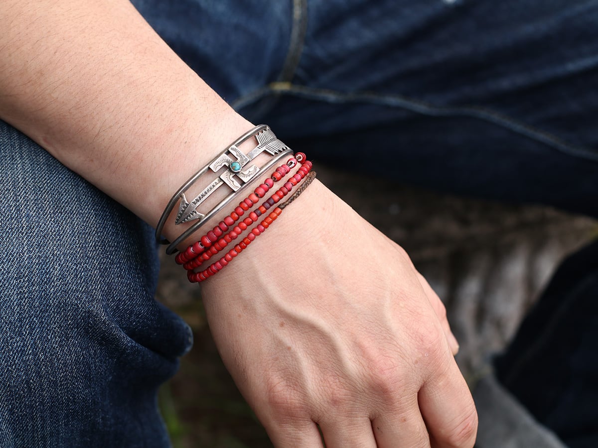 NAVAJO ナバホ 1930's Vintage 卍 ＆ Arrow Coin Silver Bangle