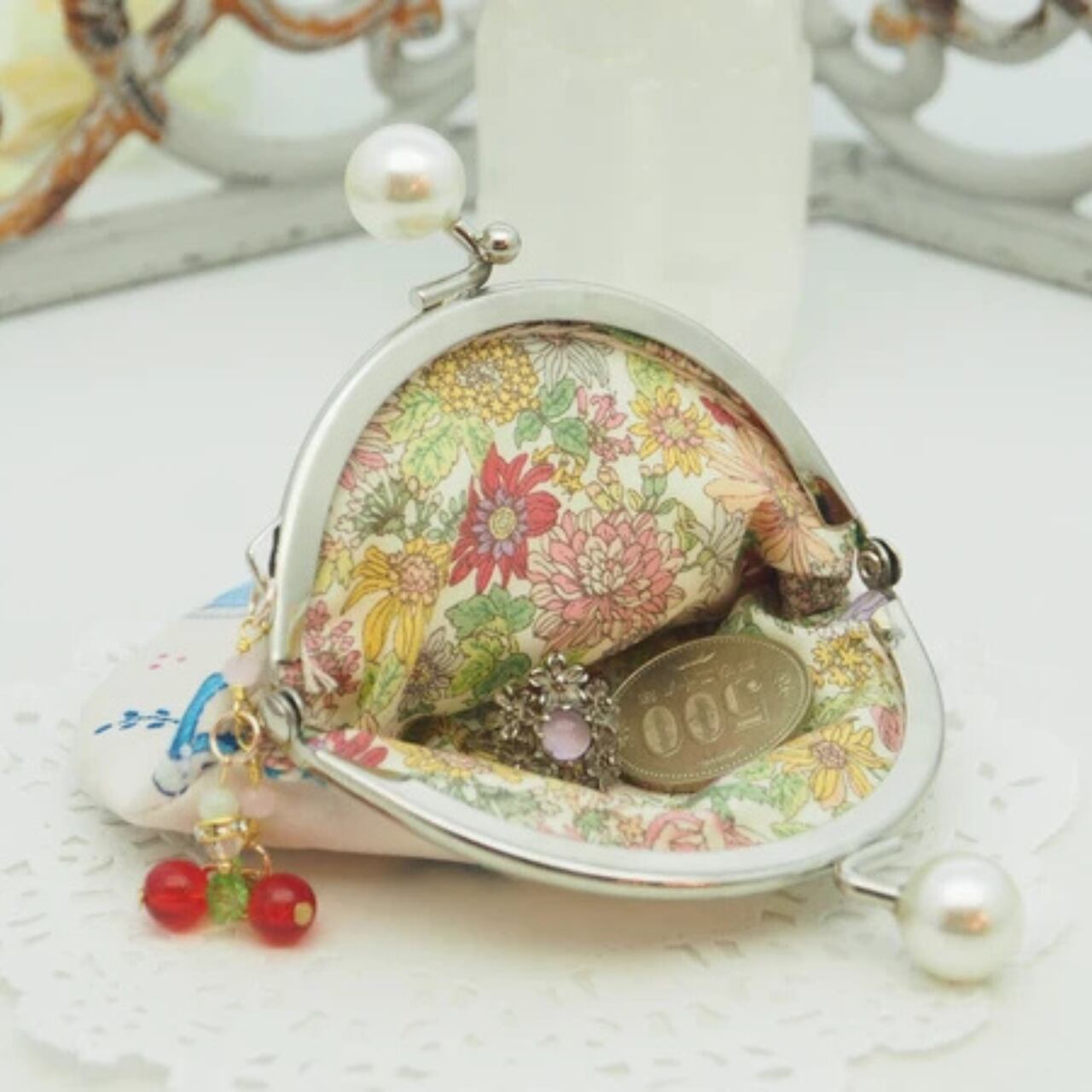 【ハンドメイド】がま口ポーチ コインケース|おとぎの森の動物たち バンビ(口金8.5cm)