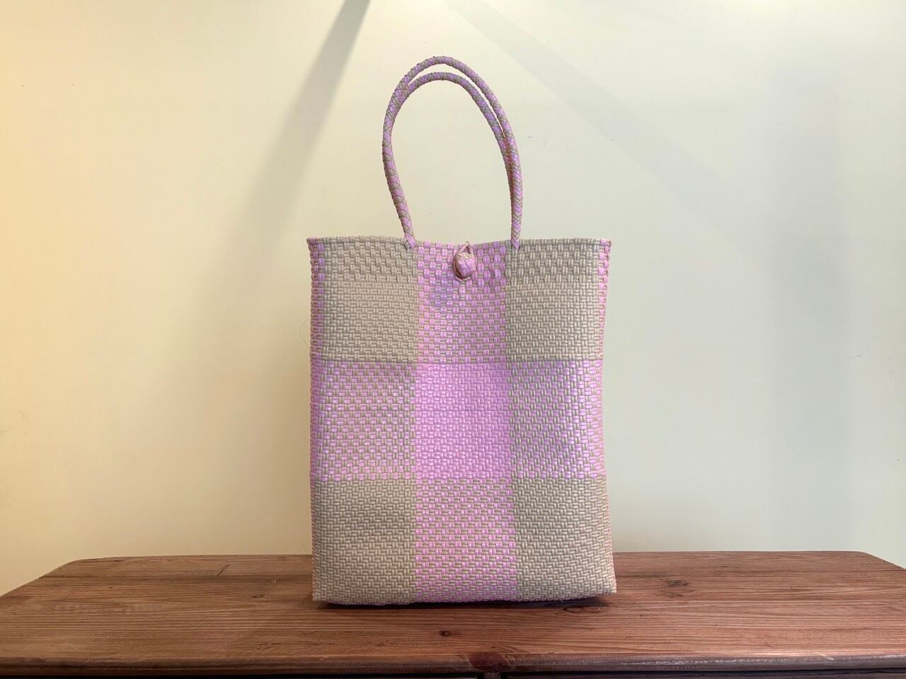 TRAVEL Bag (XL 細ヒモ) - Beige & Pastel Pink