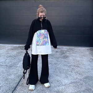 zipup fleece layer tops／black