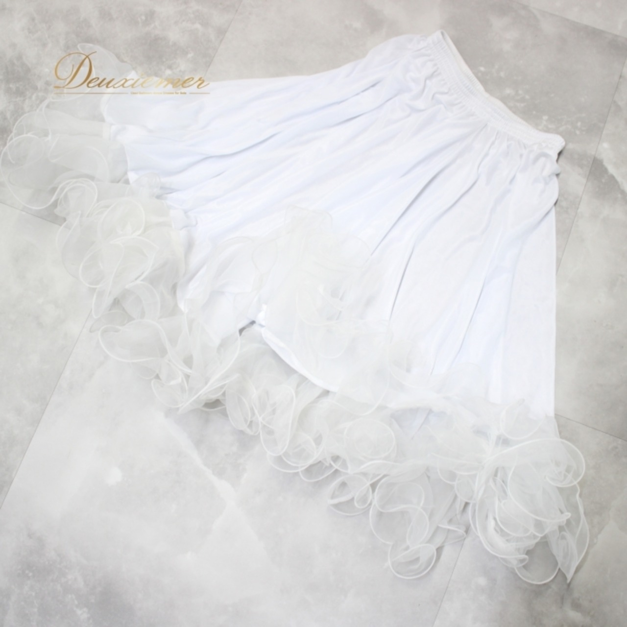 社交ダンス 衣装 スタンダード スカート パニエ ペチコート レッスンウェア 白 ホワイト系 prima boutique プリマブティック 無地 社交ダンススカート スカート丈68cm ウエスト約29cm ウエストゴム 伸縮性 ポリエステル おしゃれダンス衣装 踊り用スタイル ホワイトドレス パーティー用 ドレス レディースウエア フェミニン ストレッチ素材 エレガント ダンスレッスン用